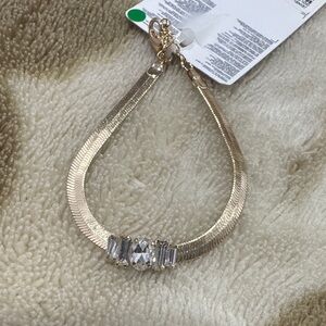 Forever 21 Gold Bracelet with Clear Accents